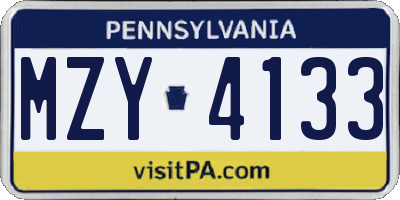 PA license plate MZY4133