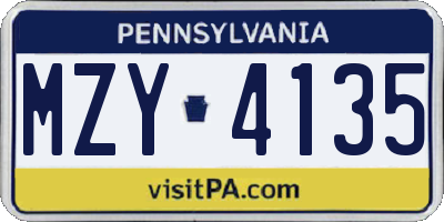 PA license plate MZY4135