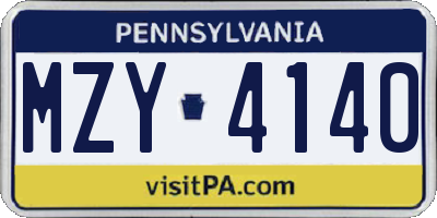 PA license plate MZY4140