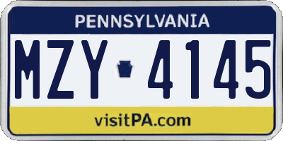 PA license plate MZY4145