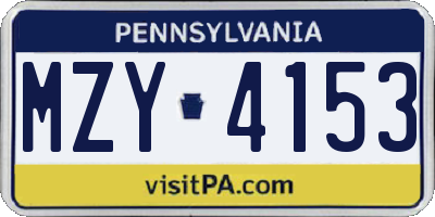 PA license plate MZY4153