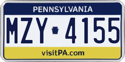 PA license plate MZY4155