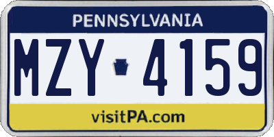 PA license plate MZY4159