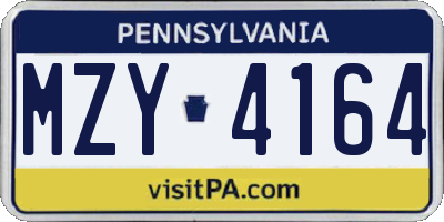 PA license plate MZY4164