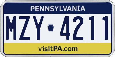PA license plate MZY4211