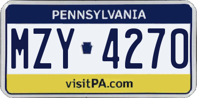 PA license plate MZY4270