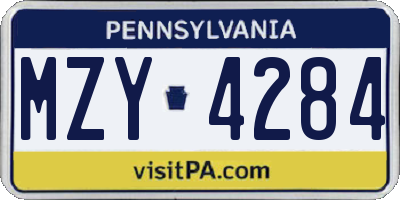 PA license plate MZY4284