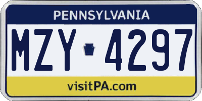 PA license plate MZY4297