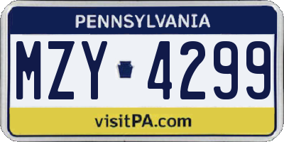 PA license plate MZY4299
