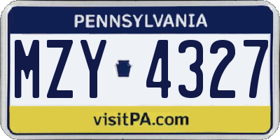 PA license plate MZY4327