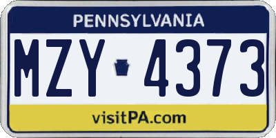 PA license plate MZY4373