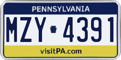 PA license plate MZY4391