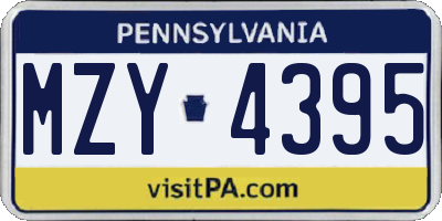 PA license plate MZY4395