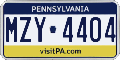 PA license plate MZY4404