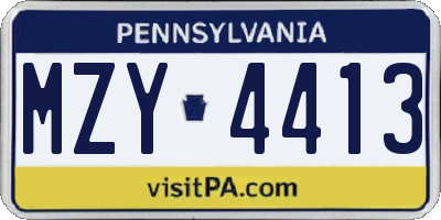 PA license plate MZY4413