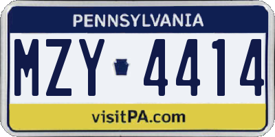 PA license plate MZY4414