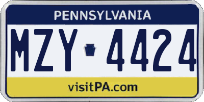 PA license plate MZY4424