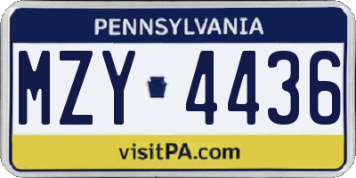 PA license plate MZY4436