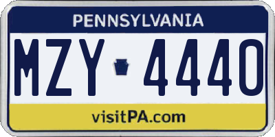 PA license plate MZY4440