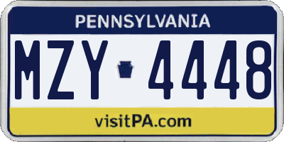 PA license plate MZY4448