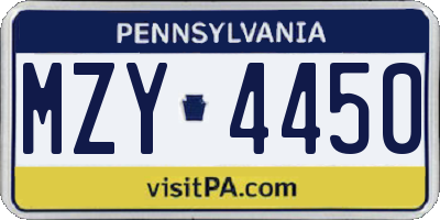PA license plate MZY4450