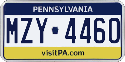 PA license plate MZY4460
