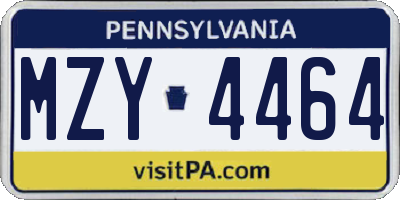 PA license plate MZY4464
