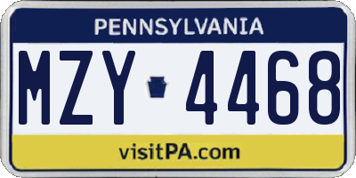 PA license plate MZY4468