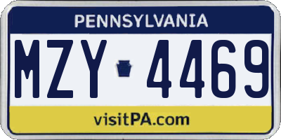 PA license plate MZY4469