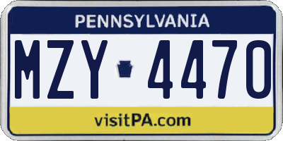 PA license plate MZY4470