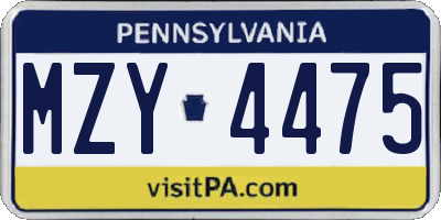 PA license plate MZY4475
