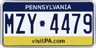 PA license plate MZY4479