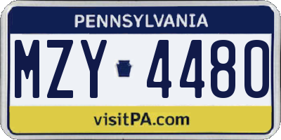 PA license plate MZY4480