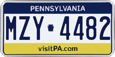 PA license plate MZY4482