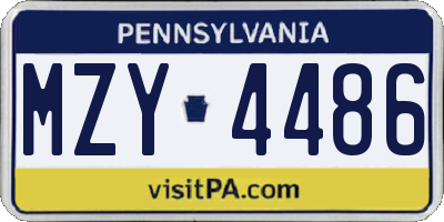 PA license plate MZY4486