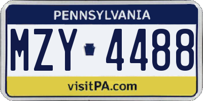 PA license plate MZY4488