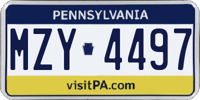 PA license plate MZY4497