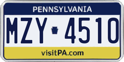 PA license plate MZY4510