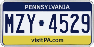 PA license plate MZY4529