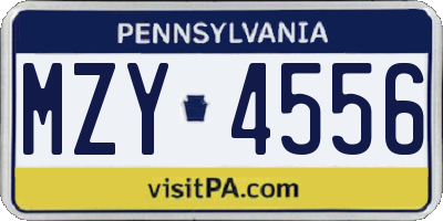 PA license plate MZY4556