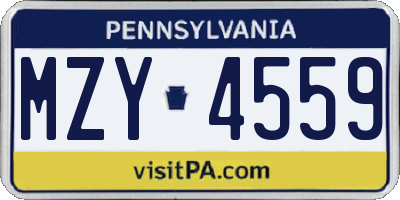 PA license plate MZY4559