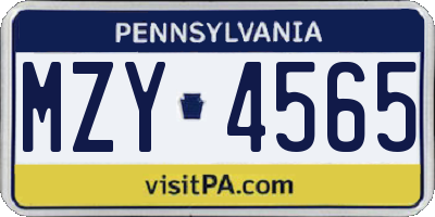 PA license plate MZY4565