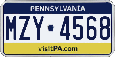 PA license plate MZY4568