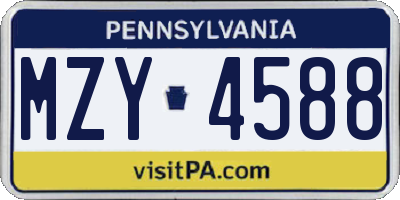 PA license plate MZY4588