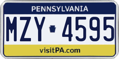 PA license plate MZY4595