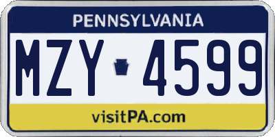 PA license plate MZY4599
