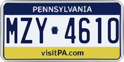 PA license plate MZY4610