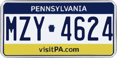 PA license plate MZY4624