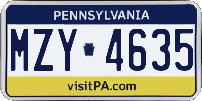 PA license plate MZY4635