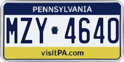 PA license plate MZY4640